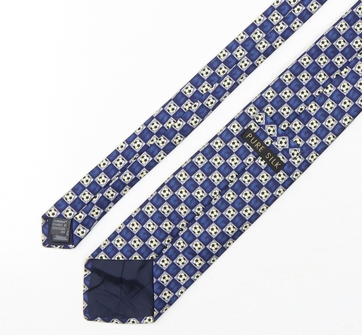 Marks and Spencer Mens Multicoloured Plaids & Checks Silk Pointed Tie One Size - Football