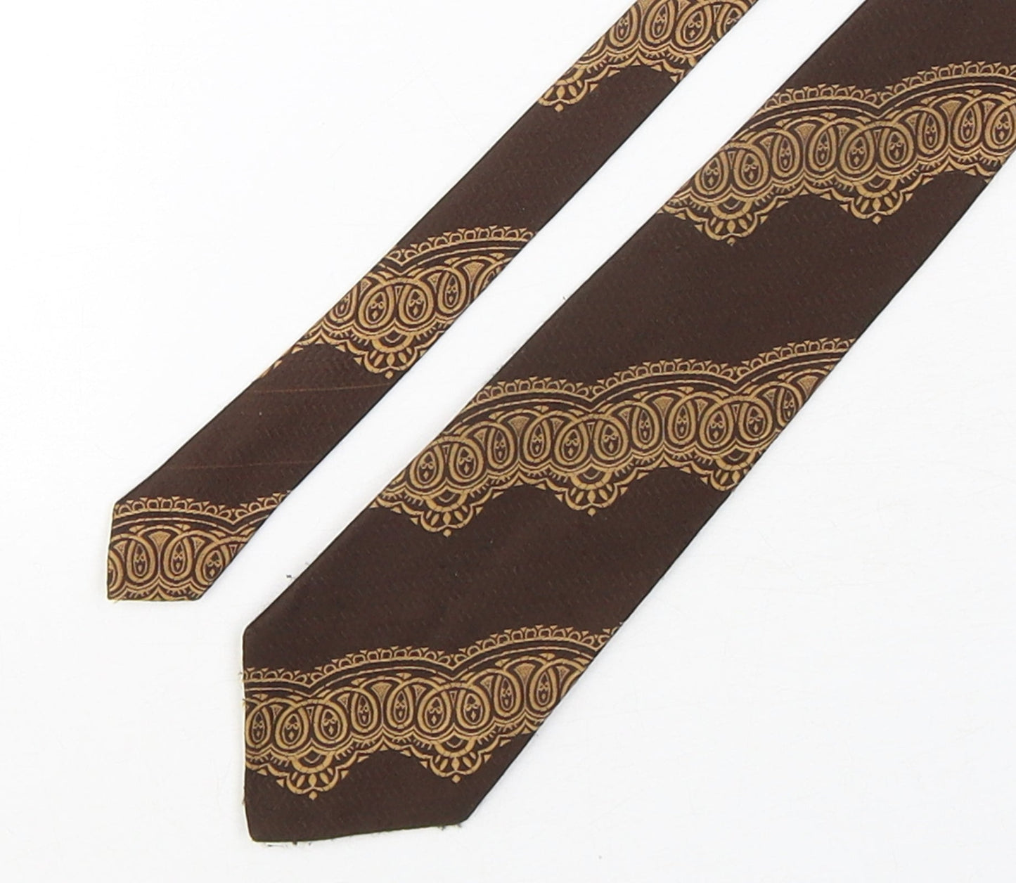 Textura Mens Brown Geometric Polyester Pointed Tie One Size