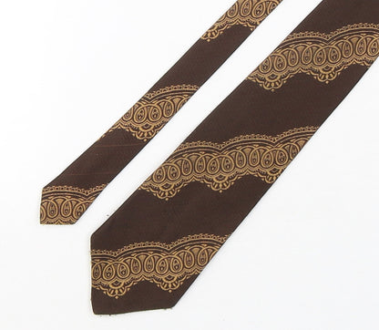Textura Mens Brown Geometric Polyester Pointed Tie One Size