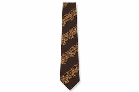 Front view of Textura men’s brown geometric polyester pointed tie one size