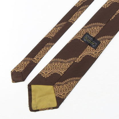 Textura Mens Brown Geometric Polyester Pointed Tie One Size