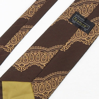 Textura Mens Brown Geometric Polyester Pointed Tie One Size