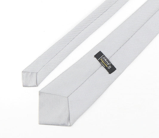 StMichael Mens Grey Geometric Polyester Pointed Tie One Size