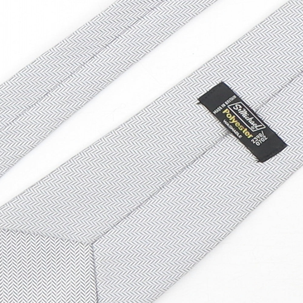 Mens StMichael Grey Geometric  Pointed Tie