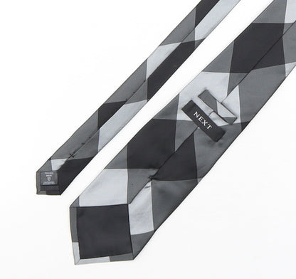 NEXT Mens Grey Plaids & Checks Polyester Pointed Tie One Size