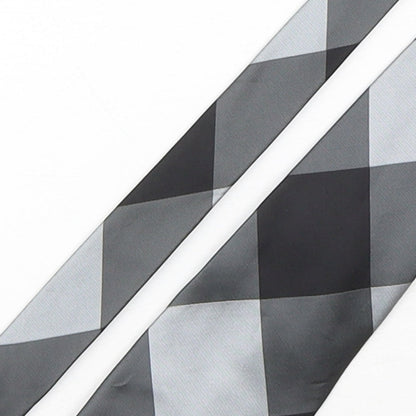 NEXT Mens Grey Plaids & Checks Polyester Pointed Tie One Size