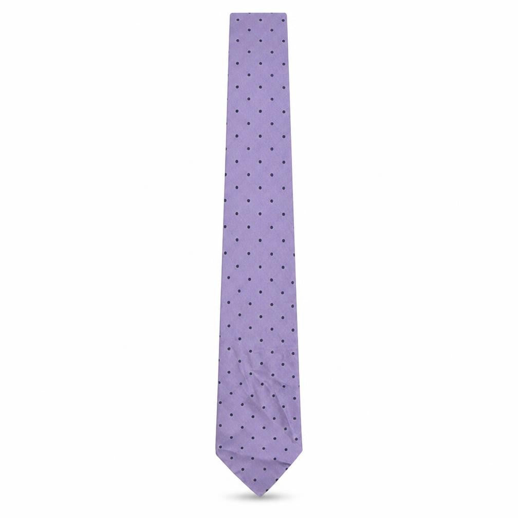 Front view of Giorgio Redaelli men’s purple polka dot silk pointed tie one size
