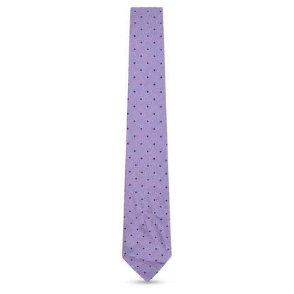 Front view of Giorgio Redaelli men’s purple polka dot silk pointed tie one size
