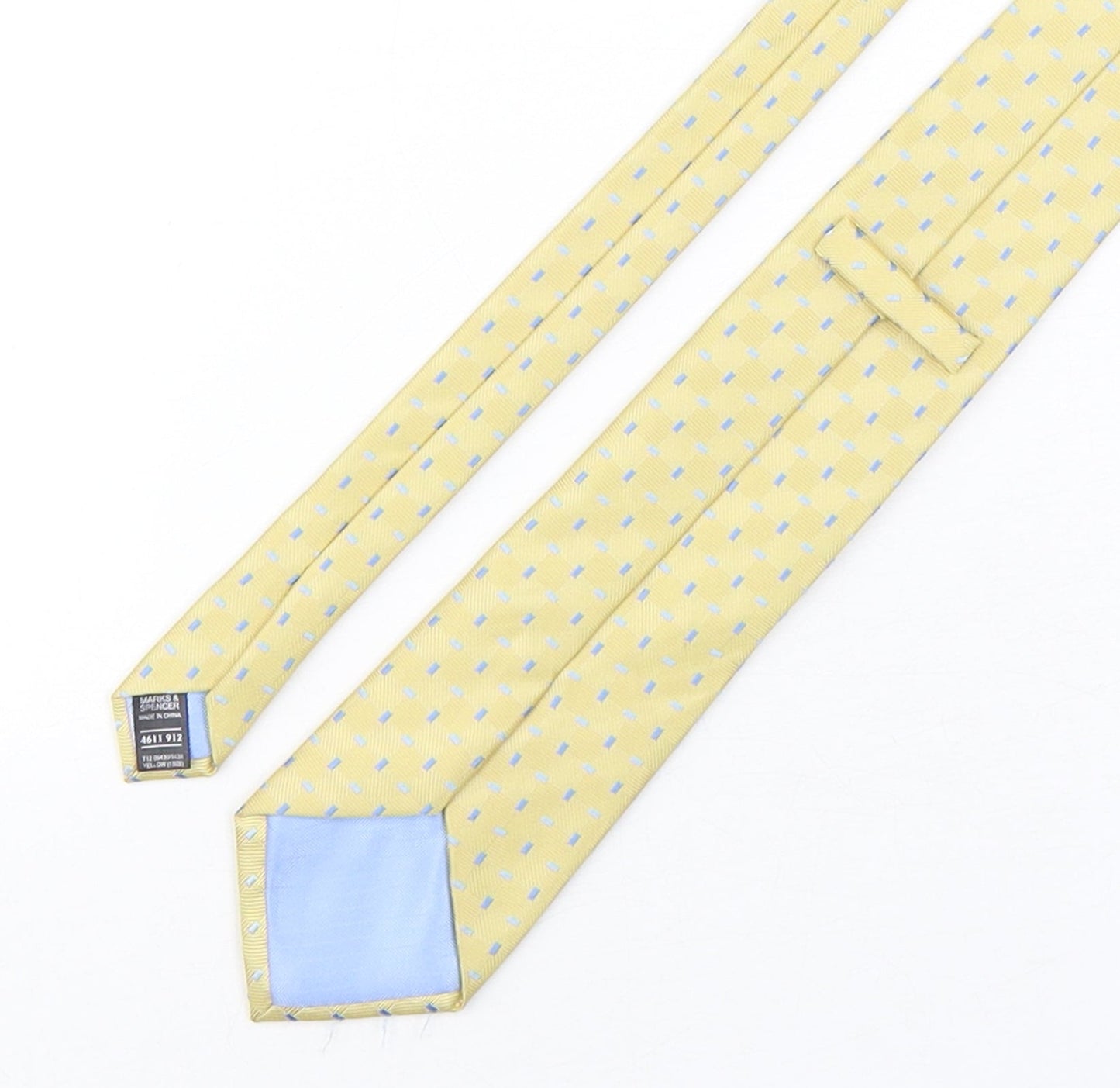 Marks and Spencer Mens Yellow Geometric Polyester Pointed Tie One Size