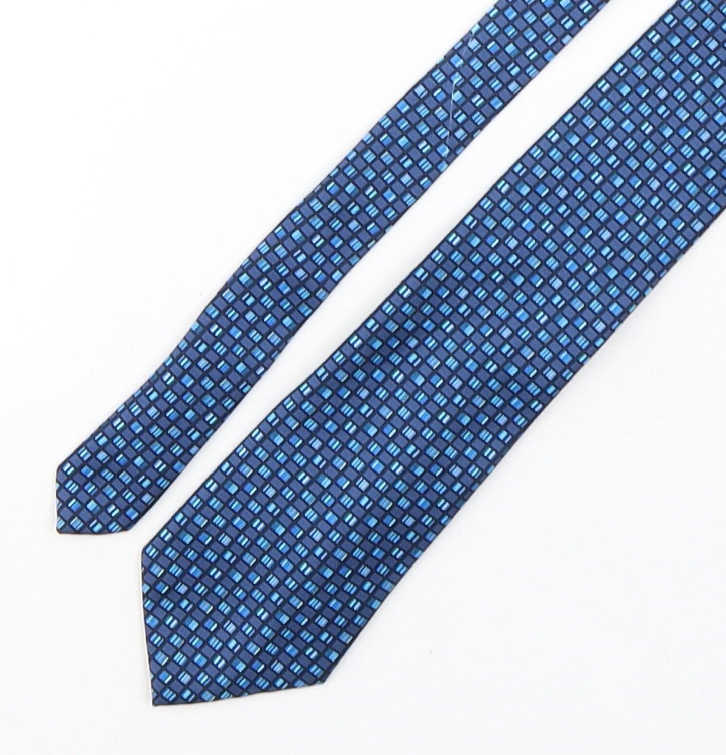 Marks and Spencer Mens Blue Plaids & Checks Polyester Pointed Tie One Size