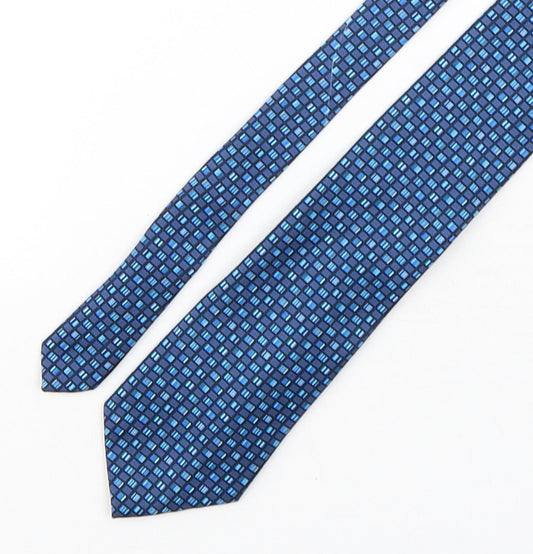 Marks and Spencer Mens Blue Plaids & Checks Polyester Pointed Tie One Size