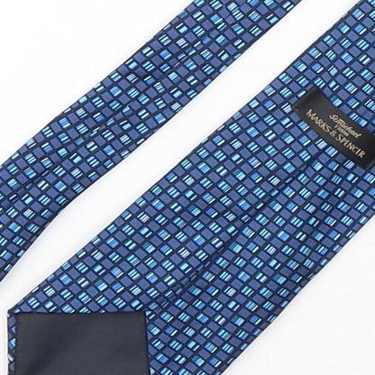 Marks and Spencer Mens Blue Plaids & Checks Polyester Pointed Tie One Size