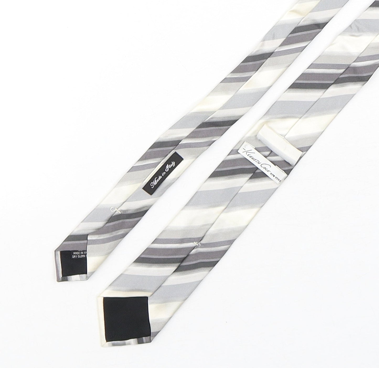 Kenneth Cole Mens Multicoloured Striped Silk Pointed Tie One Size