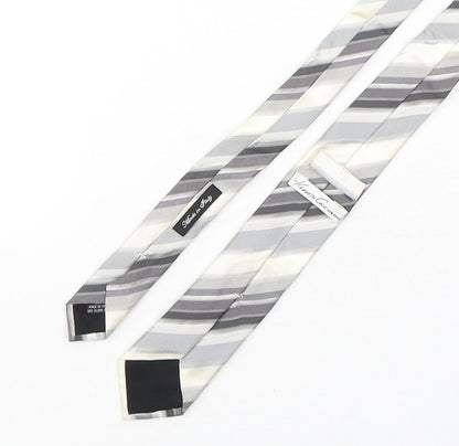 Kenneth Cole Mens Multicoloured Striped Silk Pointed Tie One Size