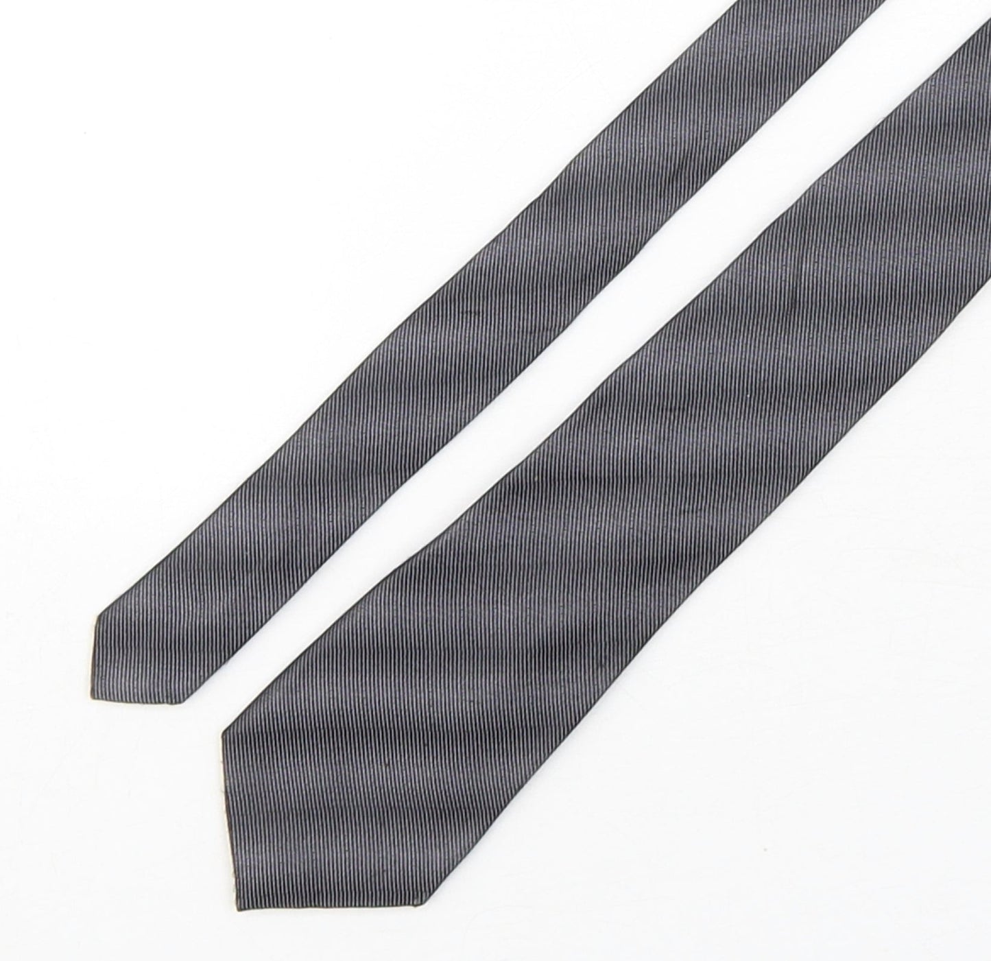 Autograph Mens Grey Striped Silk Pointed Tie One Size