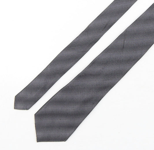 Autograph Mens Grey Striped Silk Pointed Tie One Size