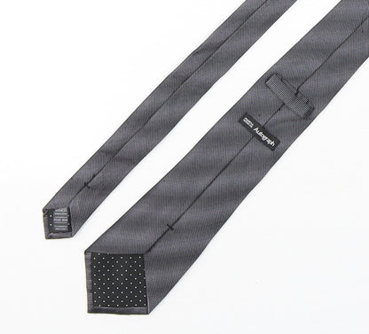 Autograph Mens Grey Striped Silk Pointed Tie One Size