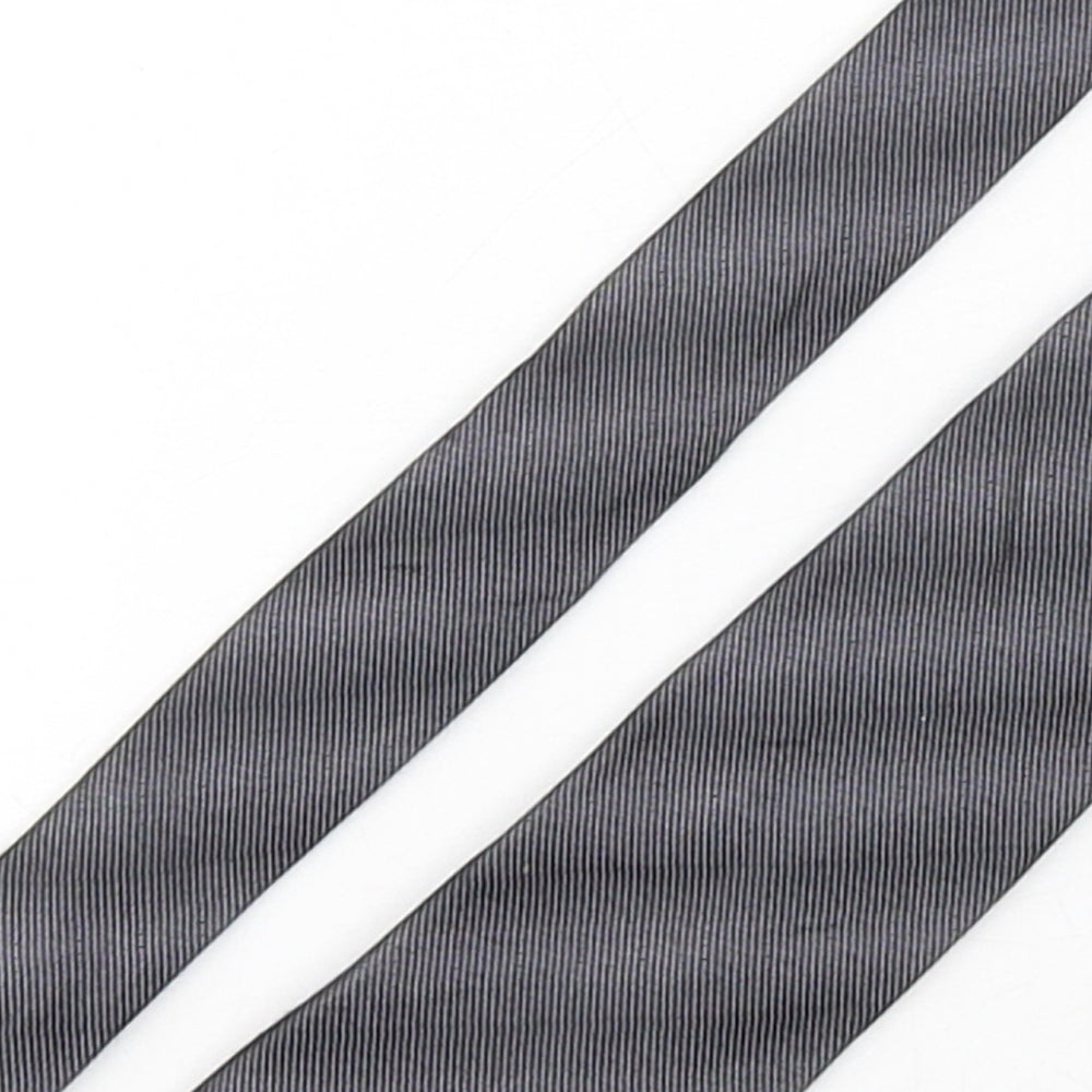 Autograph Mens Grey Striped Silk Pointed Tie One Size