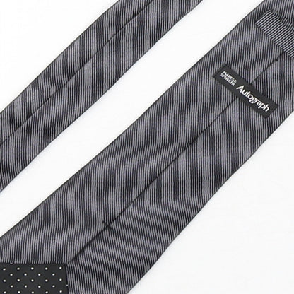 Autograph Mens Grey Striped Silk Pointed Tie One Size