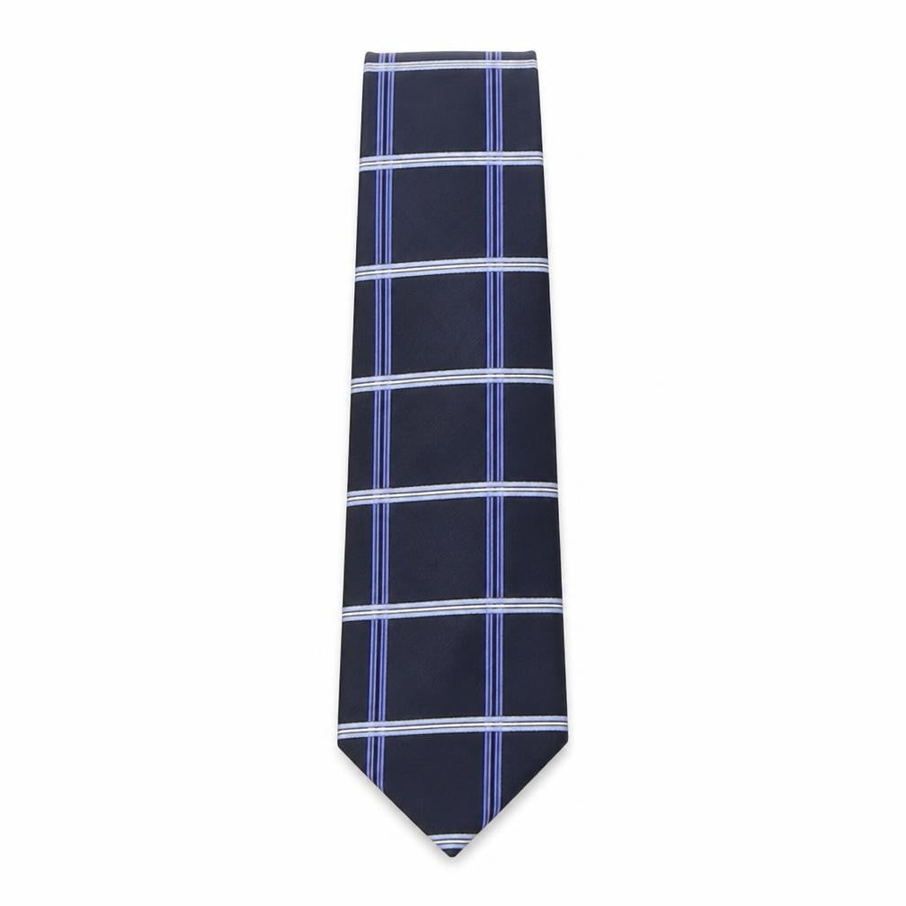 Mens Greenwoods Blue Plaids & Checks  Pointed Tie
