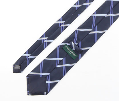 Greenwoods Mens Blue Plaids & Checks Polyester Pointed Tie One Size