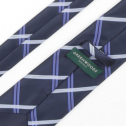 Greenwoods Mens Blue Plaids & Checks Polyester Pointed Tie One Size