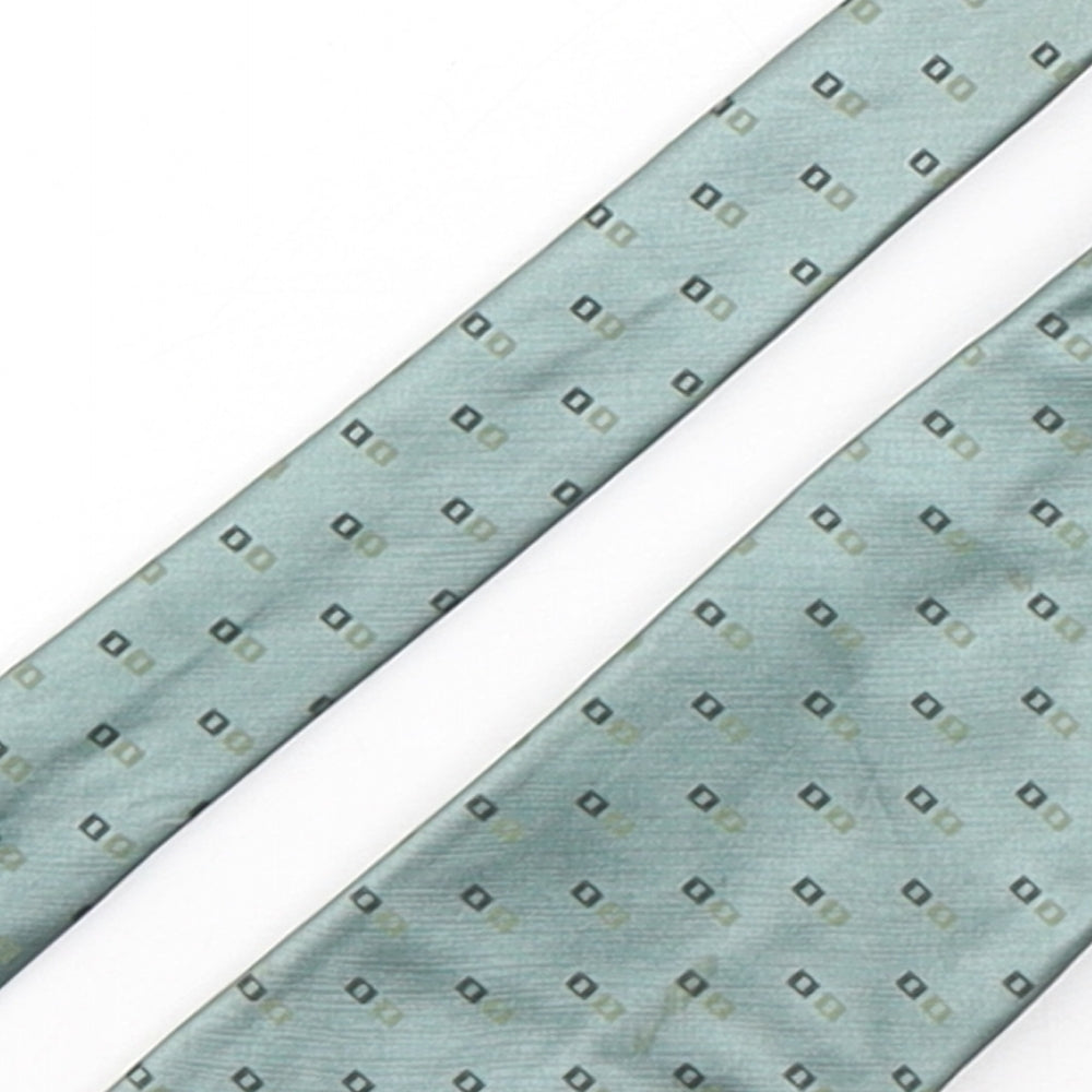 Marks and Spencer Mens Green Geometric Silk Pointed Tie One Size
