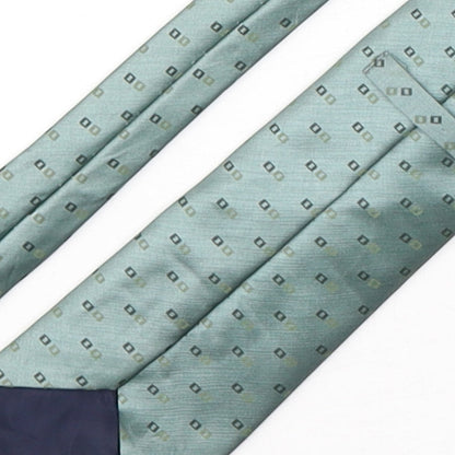 Marks and Spencer Mens Green Geometric Silk Pointed Tie One Size