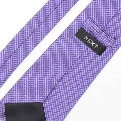 NEXT Mens Purple Plaids & Checks Silk Pointed Tie One Size