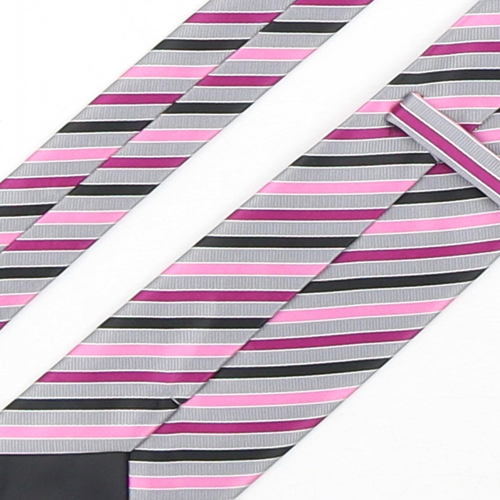 Mens BHS Multicoloured Striped  Pointed Tie