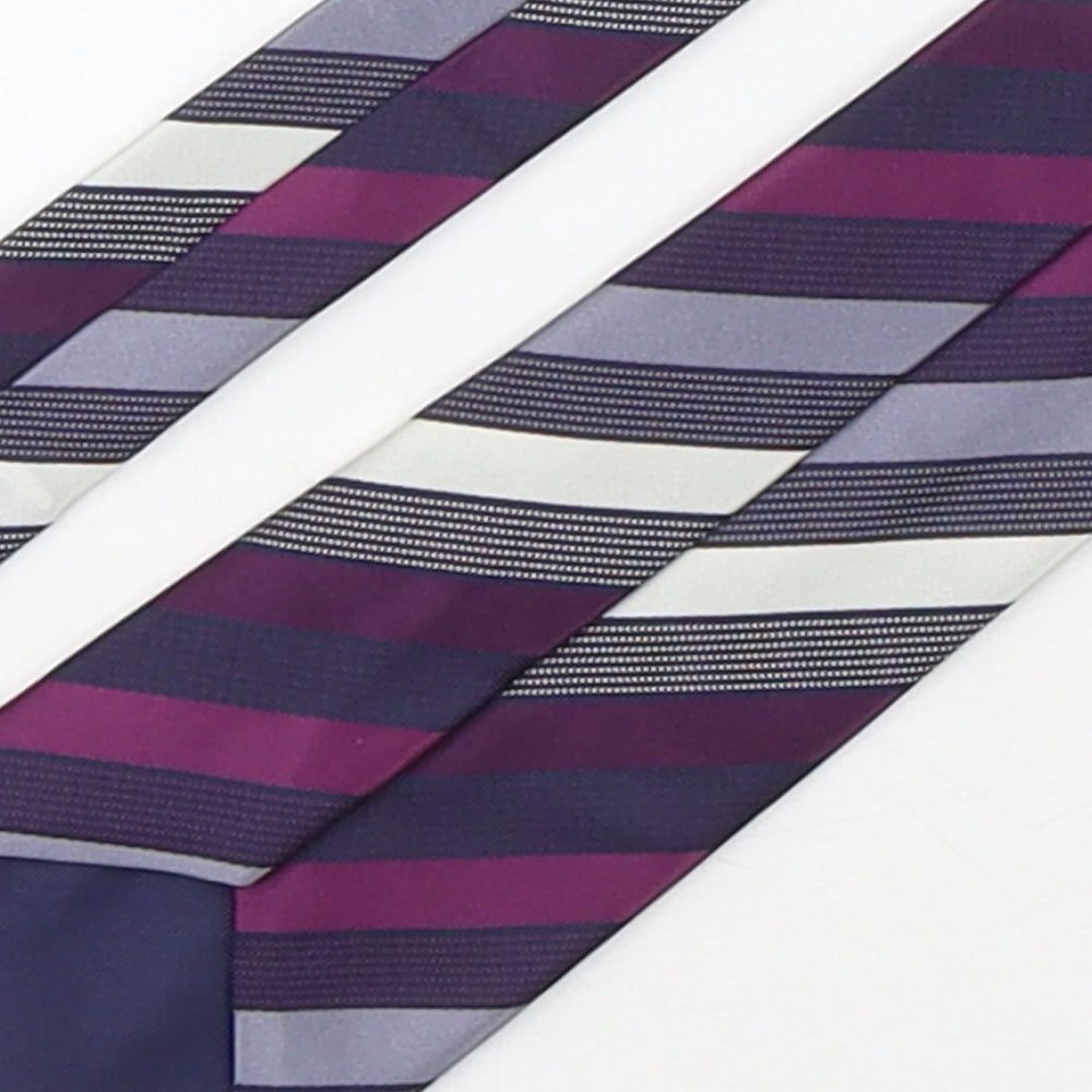 Marks and Spencer Mens Multicoloured Striped Polyester Pointed Tie One Size