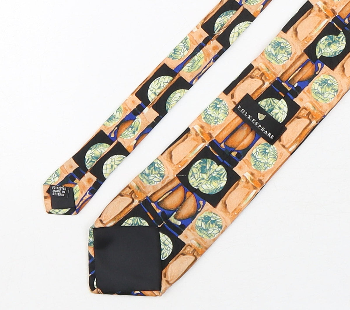 Back view of Folkespeare men’s multicoloured plaids & checks polyester pointed tie one size