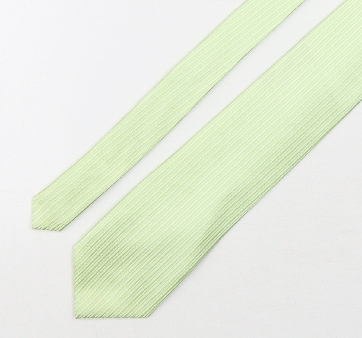 Additional front view of DH & AA men’s green striped polyester pointed tie one size