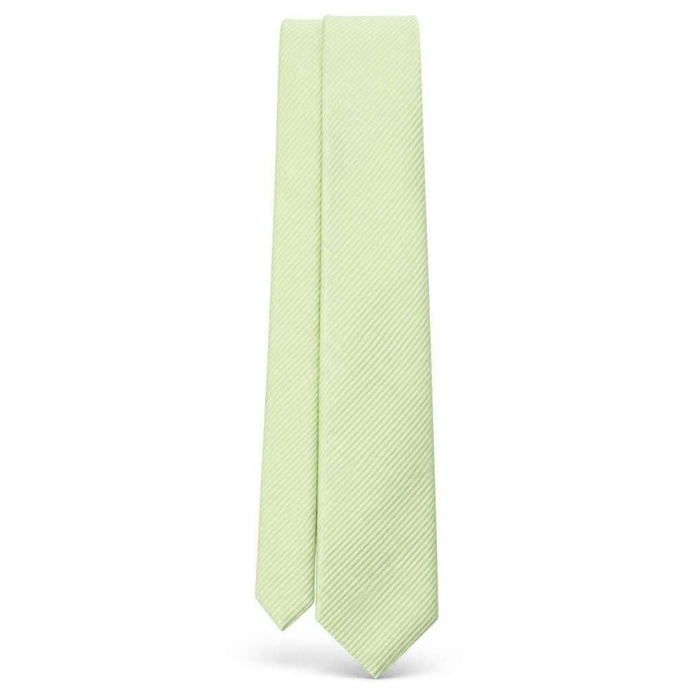 Front view of DH & AA men’s green striped polyester pointed tie one size