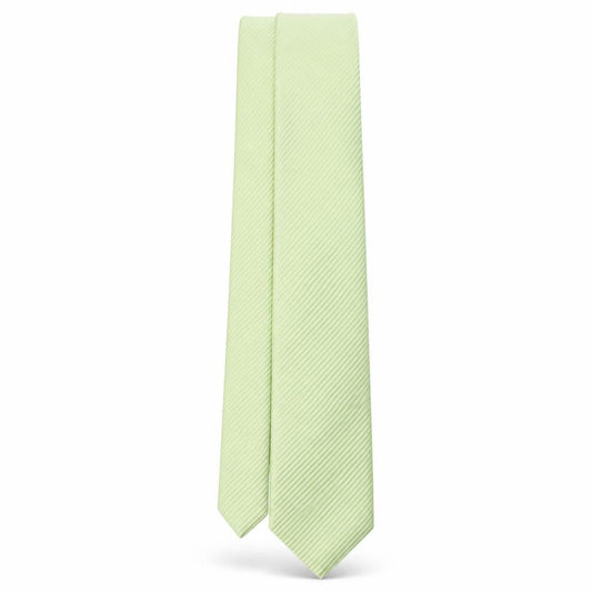 Front view of DH & AA men’s green striped polyester pointed tie one size