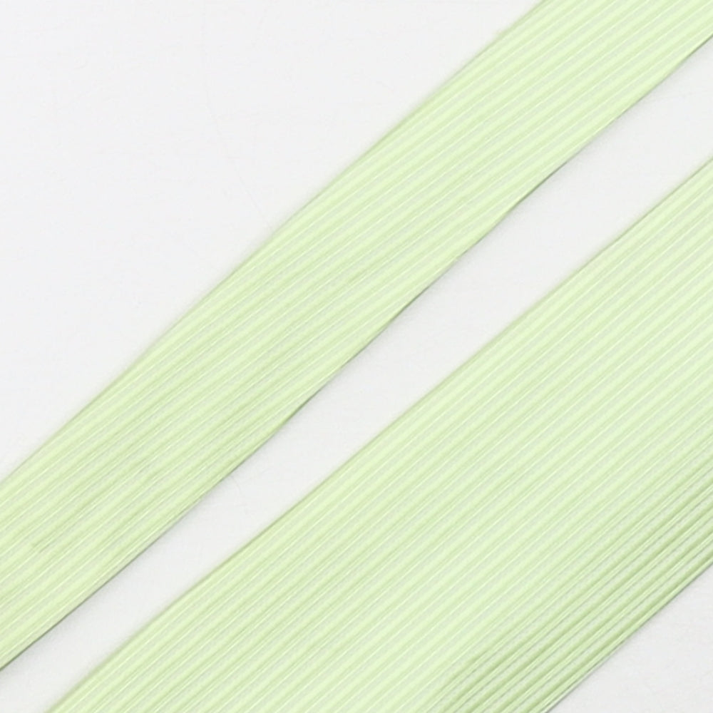 Close-up detail of DH & AA men’s green striped polyester pointed tie one size