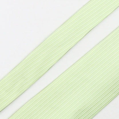 Close-up detail of DH & AA men’s green striped polyester pointed tie one size