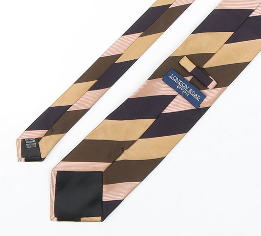 London Road Mens Multicoloured Striped Polyester Pointed Tie One Size