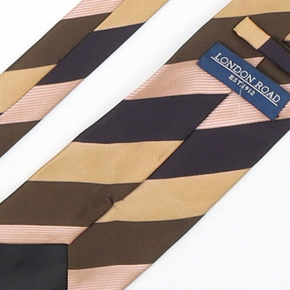 London Road Mens Multicoloured Striped Polyester Pointed Tie One Size