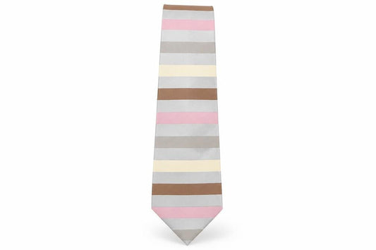 Front view of Next men’s multicoloured striped silk pointed tie one size