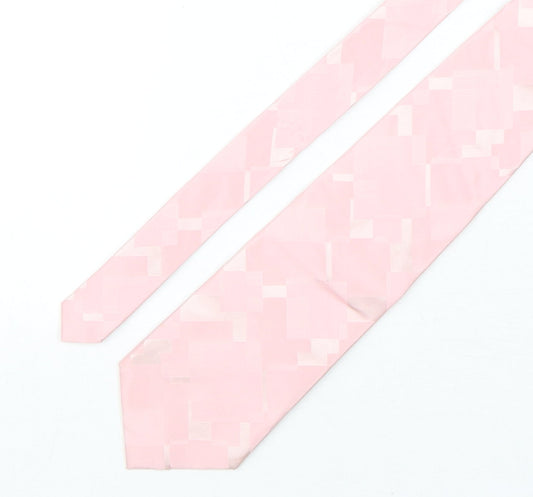 Racing Green  Mens Pink Geometric Silk Pointed Tie One Size