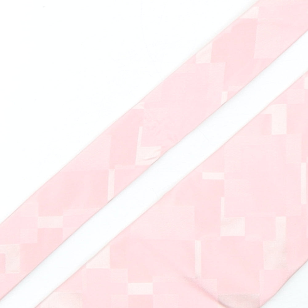 Racing Green  Mens Pink Geometric Silk Pointed Tie One Size
