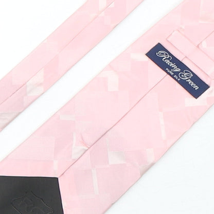 Racing Green  Mens Pink Geometric Silk Pointed Tie One Size