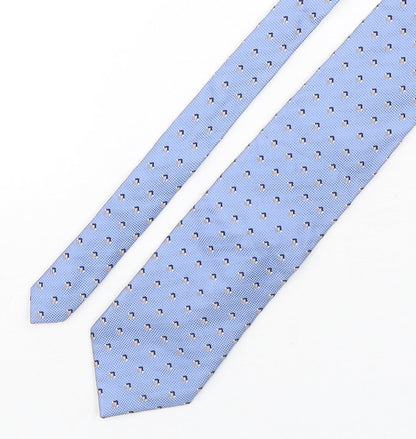 Emilio Lanzetti Mens Blue Geometric Silk Pointed Tie One Size