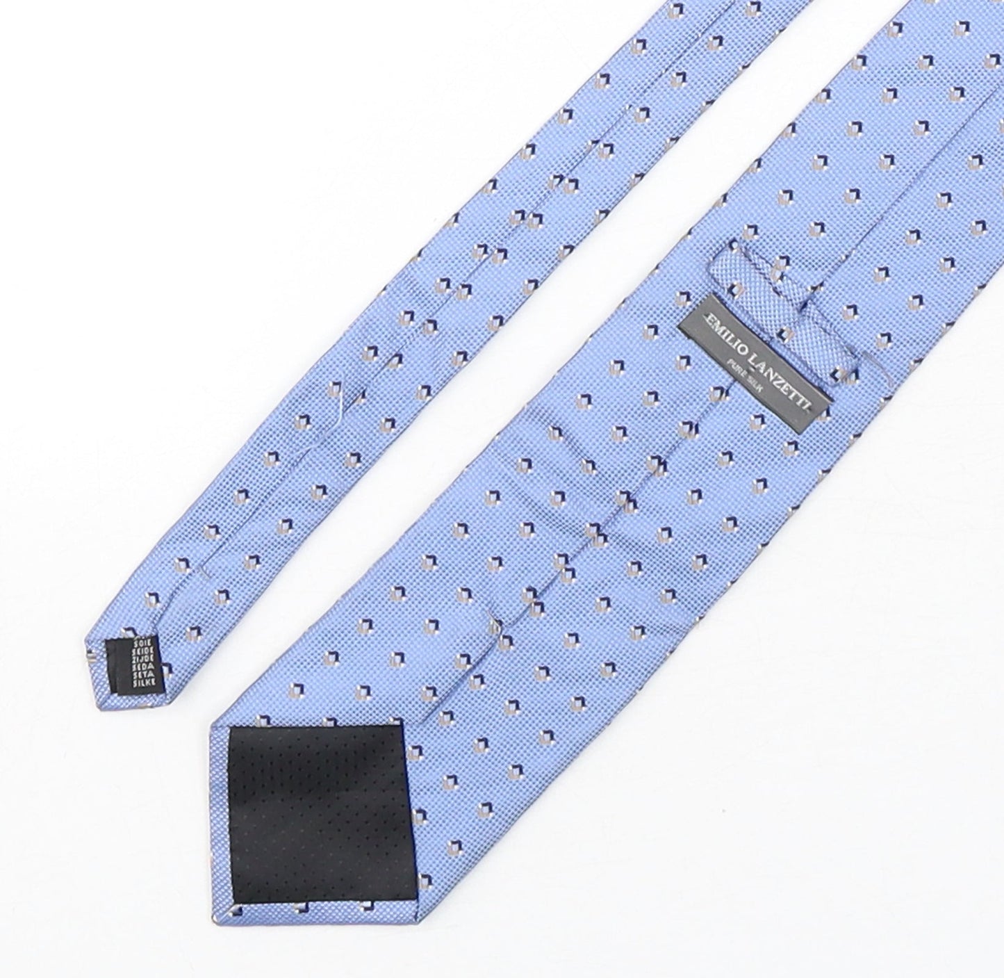 Emilio Lanzetti Mens Blue Geometric Silk Pointed Tie One Size