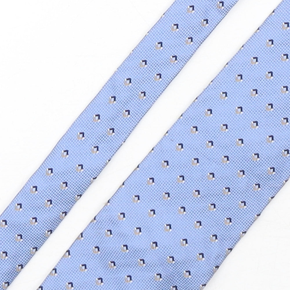 Emilio Lanzetti Mens Blue Geometric Silk Pointed Tie One Size