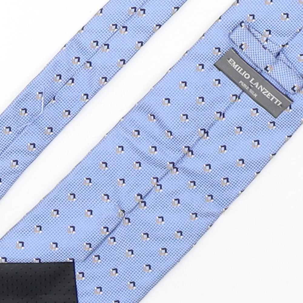 Emilio Lanzetti Mens Blue Geometric Silk Pointed Tie One Size