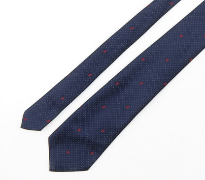 Interlogo London  Mens Blue Polka Dot Polyester Pointed Tie One Size