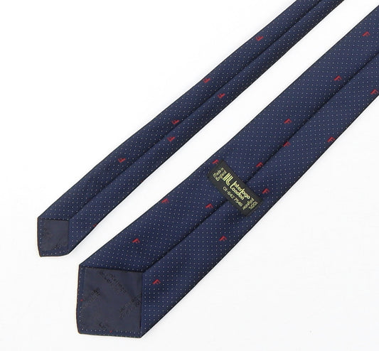 Interlogo London  Mens Blue Polka Dot Polyester Pointed Tie One Size