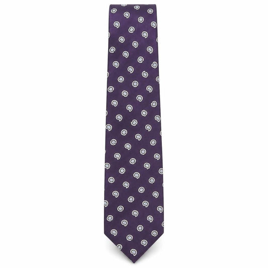 Front view of Aspen & Court men’s purple paisley polyester pointed tie one size